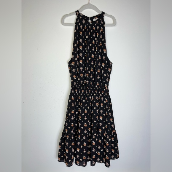 Aritzia Wilfred XXS Black Floral Halter Mini Dress Fairycore Coquette Chic Aline - Picture 4 of 10